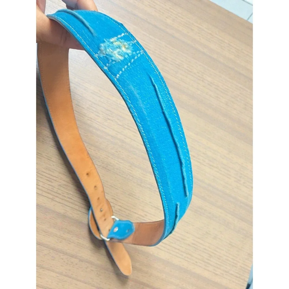 Vintage White diamonds belt distressed turquoise 36